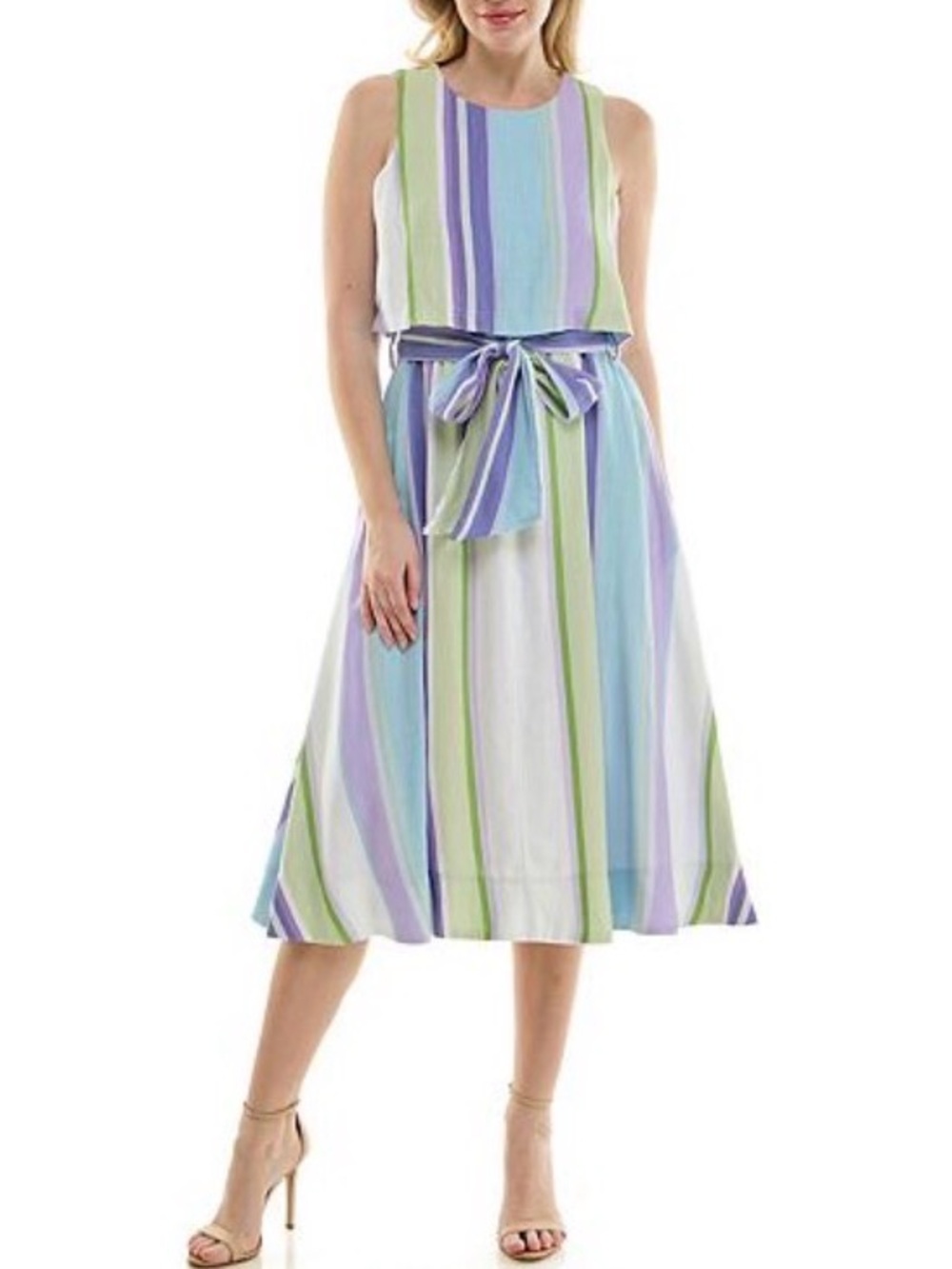 Maison Tara Sleeveless Popover Midi Dress Lilac Size 10 NWT